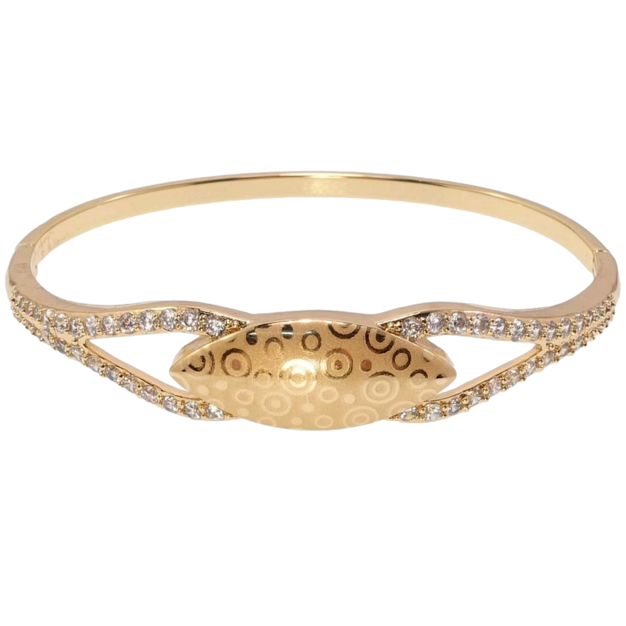 Браслет Xuping Позолота 18K Петельки с цирконием и вставка с орнаментом напылением ø 6см фото №1