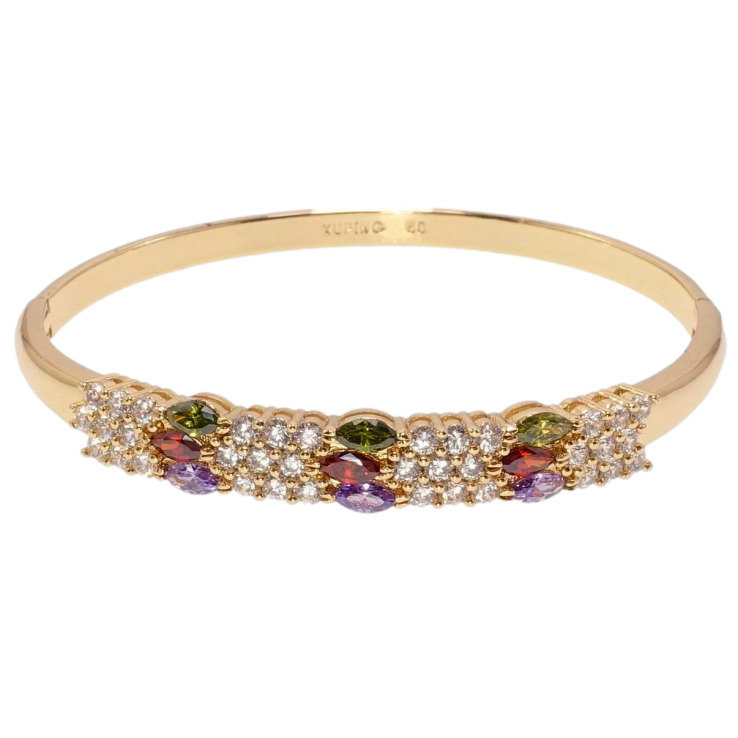 Браслет Xuping Позолота 18K Інкрустація цирконієм з кольоровими кристалами ø 5,8см фото №12