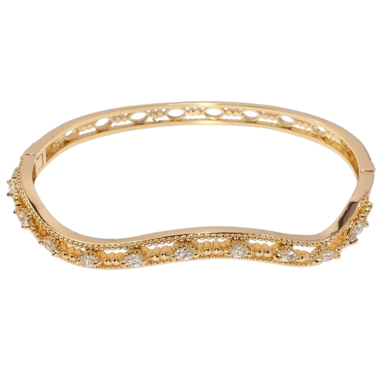Браслет Xuping Позолота 18K Хвиля зі вставками цирконію ø 5,7см фото №1