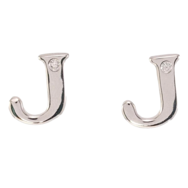 Сережки Xuping Родій пусети Літери J зі вставкою цирконій фото №19