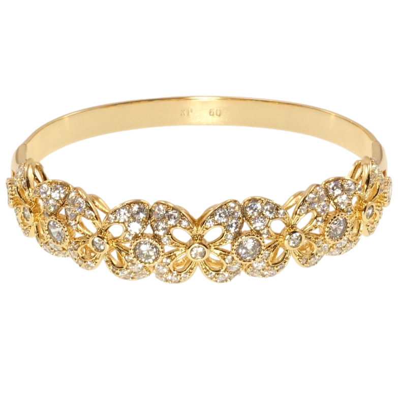 Браслет Xuping Позолота 18K Квітковий орнамент із цирконієм ø 6см фото №1