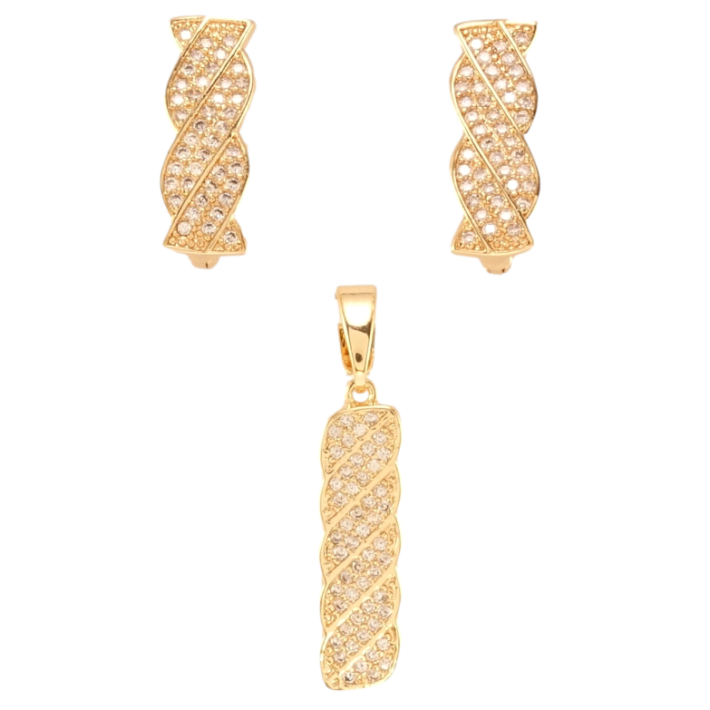 Набор Xuping M&L Цвет 18K Серьги Кулон Косичка с цирконием фото №1