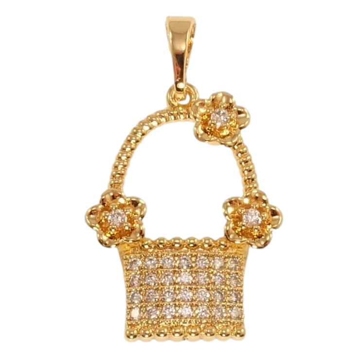 Кулон Xuping Позолота 18K Кошик з квіточками та цирконієм фото №12