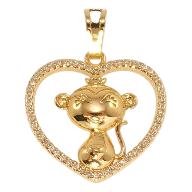 Кулон Xuping Позолота 18K Мартышка в сердечке фото №1