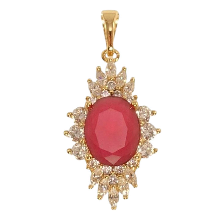 Кулон Xuping Позолота 18K Рожевий кристал у променистому обрамленні цирконію фото №7
