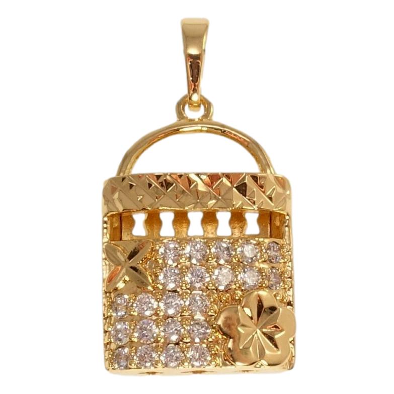 Кулон Xuping Позолота 18K Сумочка с инкрустацией цирконием и цветочным узором фото №1