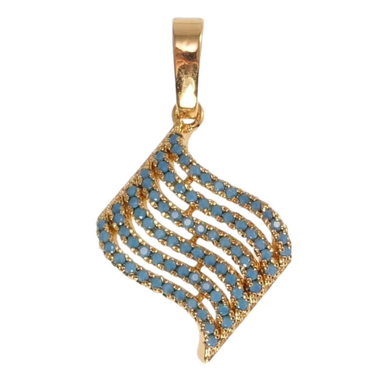Кулон Xuping Позолота 18K Волнистые дорожки голубого циркония фото №1