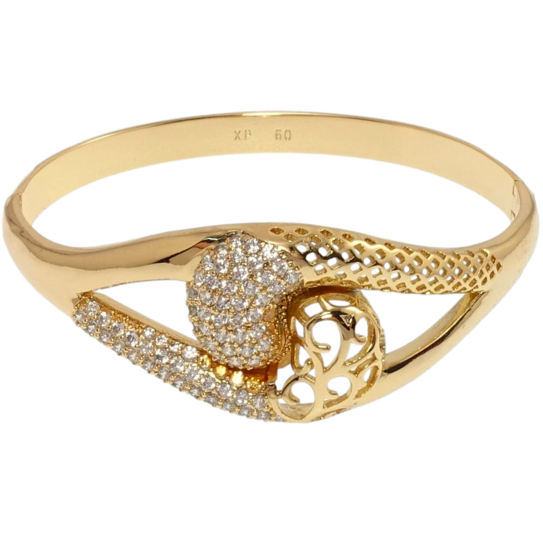 Браслет Xuping Позолота 18K Петелі з різьбленим візерунком та цирконієм ø 6см фото №1