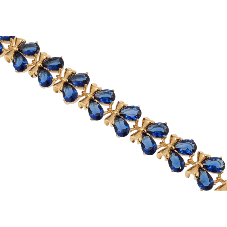 Браслет Xuping Позолота 18K Бантики с синими кристаллами длина с доп.замком 16.5,18.5см х 10мм фото №1