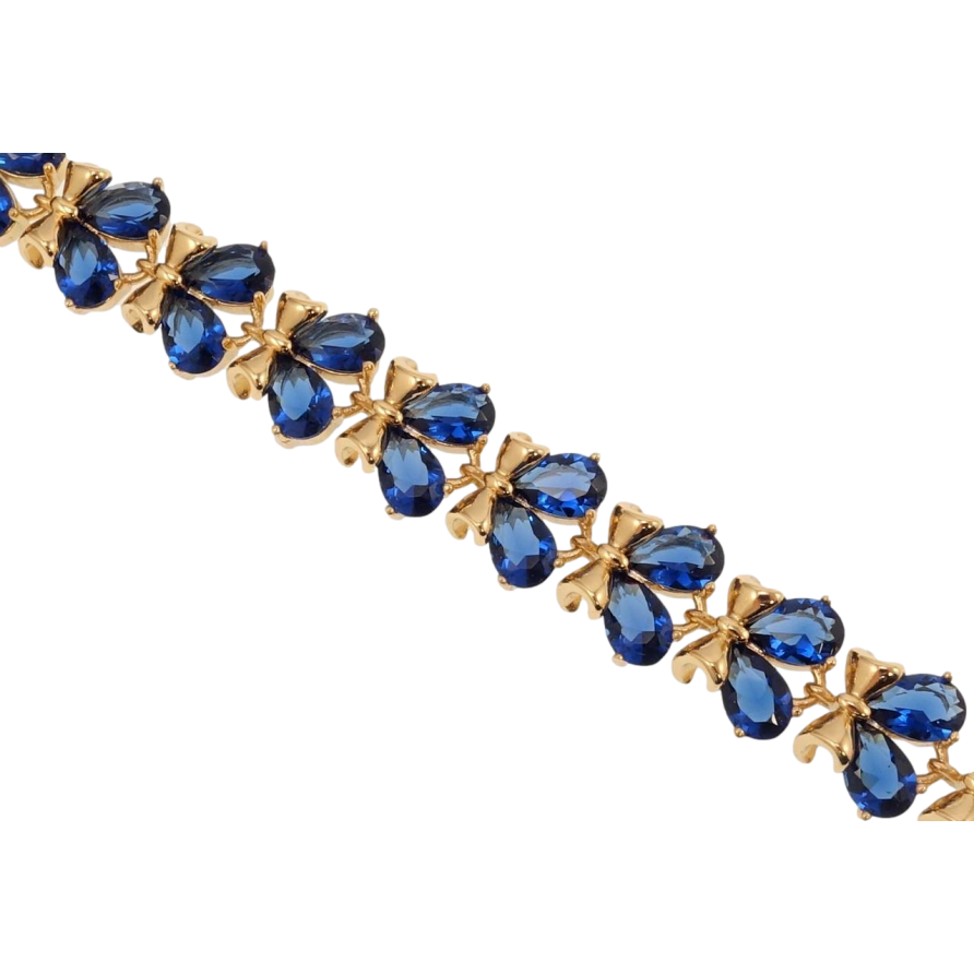 Браслет Xuping Позолота 18K Бантики з синіми кристалами довжина з дод. замком 16.5,18.5см х 10мм фото №1