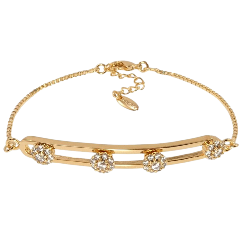 Браслет Xuping Позолота 18K Венецианское плетение с декоративной вставкой длина с доп. цепочкой 16-19см х фото №1