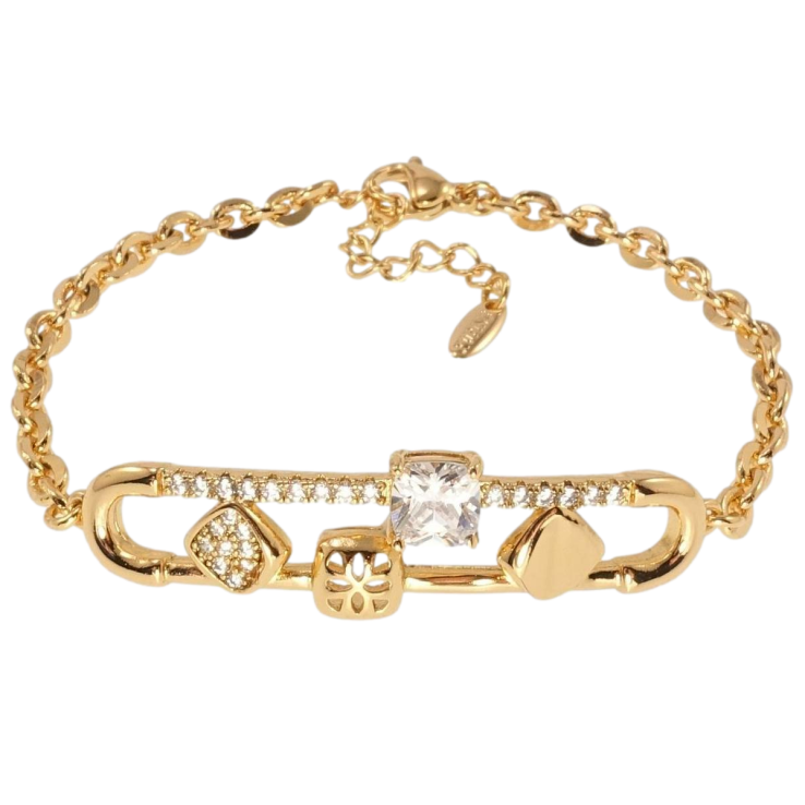 Браслет Xuping Позолота 18K Якорное плетение с декоративной вставкой длина с доп. цепочкой 17-20см х 4мм фото №11