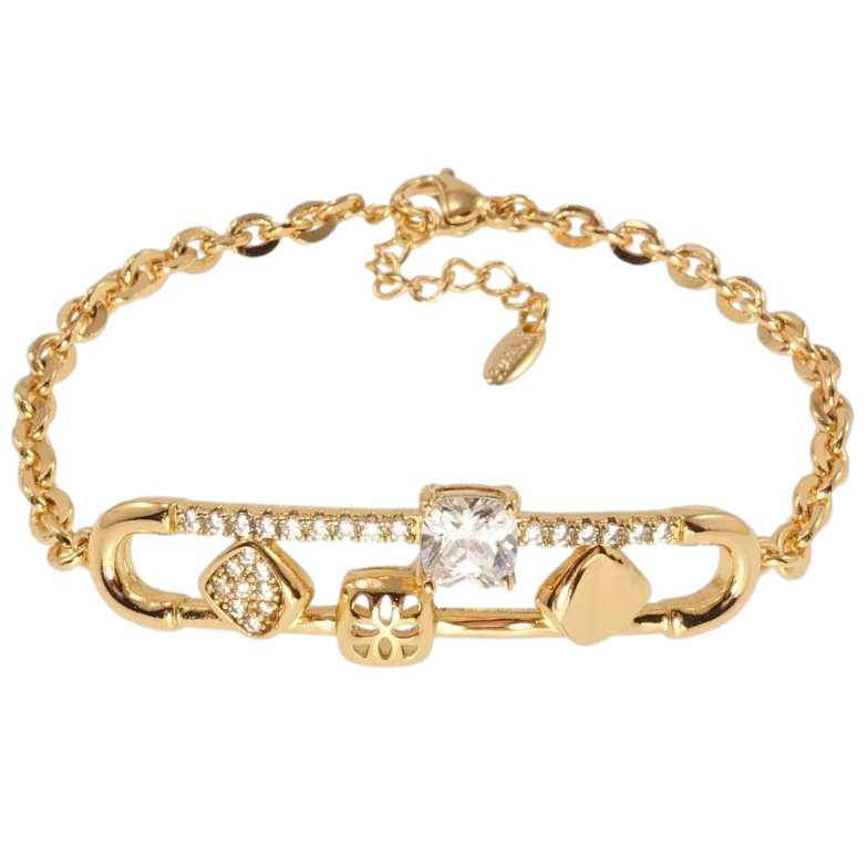 Браслет Xuping Позолота 18K Якірне плетіння з декоративною вставкою довжина з дод. ланцюжком 17-20см х 4мм фото №8