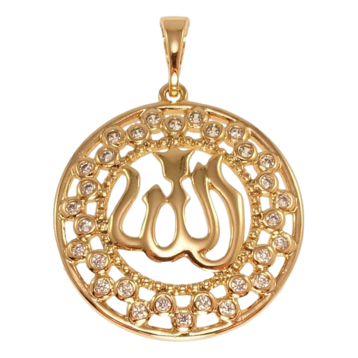 Кулон Xuping Позолота 18K Мусульманська підвіска з написом Аллах та орнаментом з цирконію фото №3 Кулон Xuping Позолота 18K Мусульманська підвіска з написом Аллах та орнаментом з цирконію фото №3