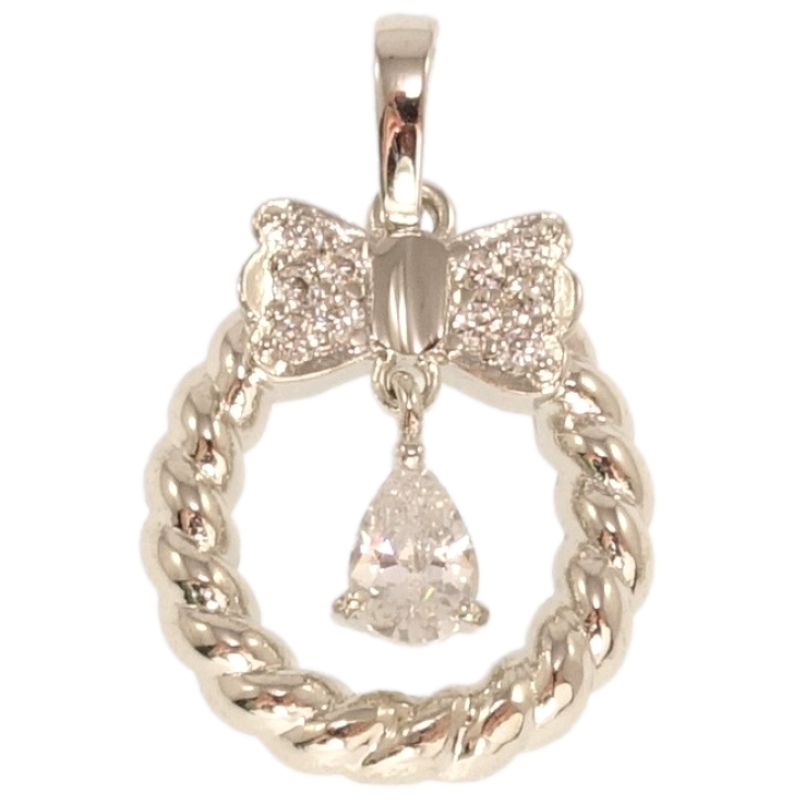 Кулон Xuping Родій Вінок з бантом і кришталевою підвіскою фото №22