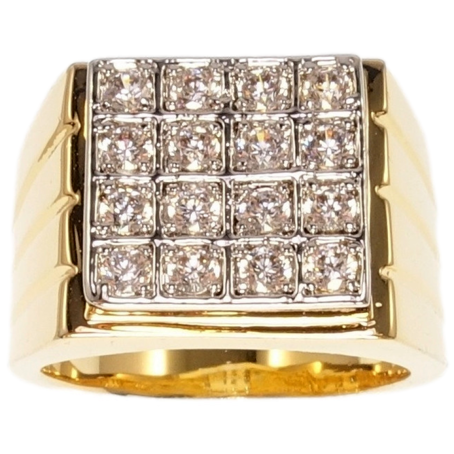 Перстень Xuping Позолота+Родій Квадратний купол з цирконієм фото №1 Перстень Xuping Позолота+Родій Квадратний купол з цирконієм фото №1