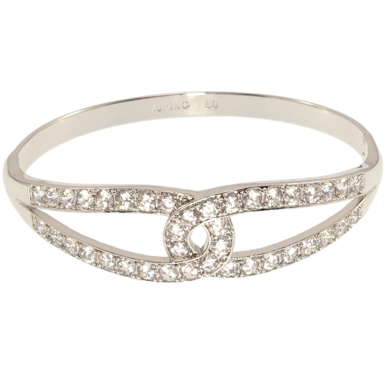 Браслет Xuping Родий Сплетение петелек с цирконием ø 5,8см фото №1