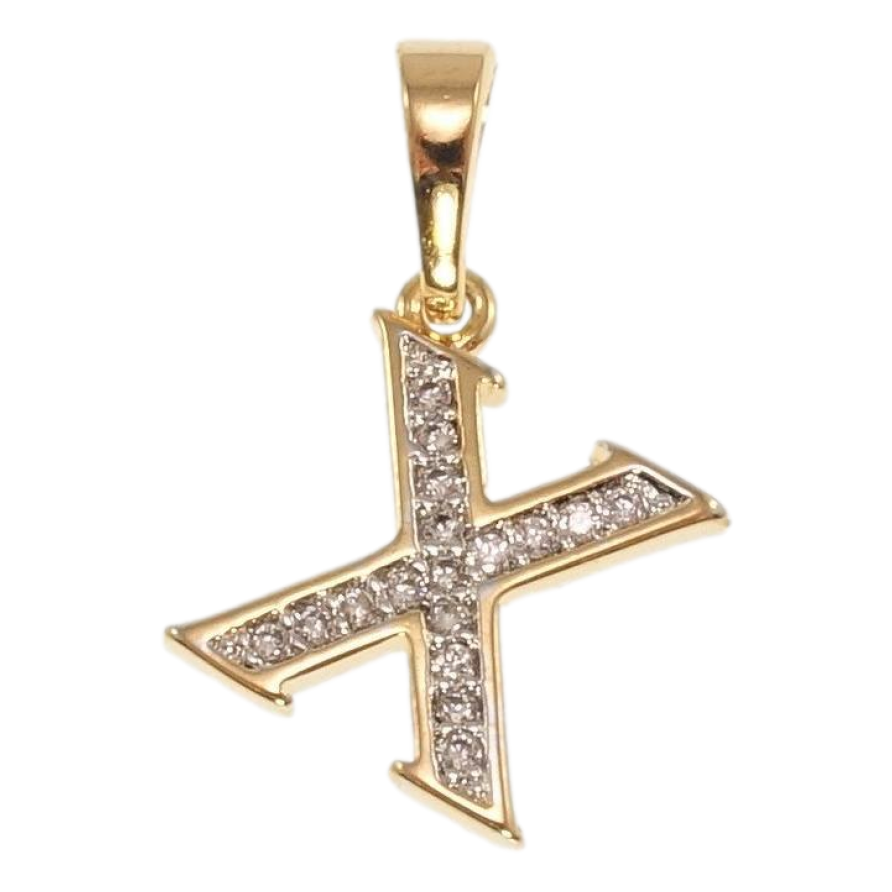 Кулон Xuping Позолота + Родий Буква X с цирконием фото №1