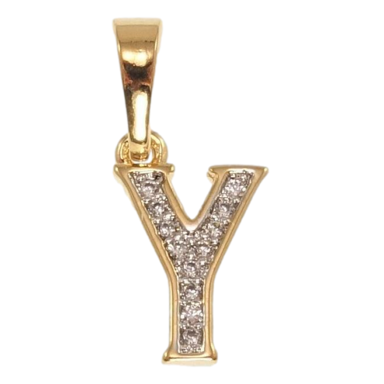 Кулон Xuping Позолота + Родій Літера Y з цирконієм фото №1