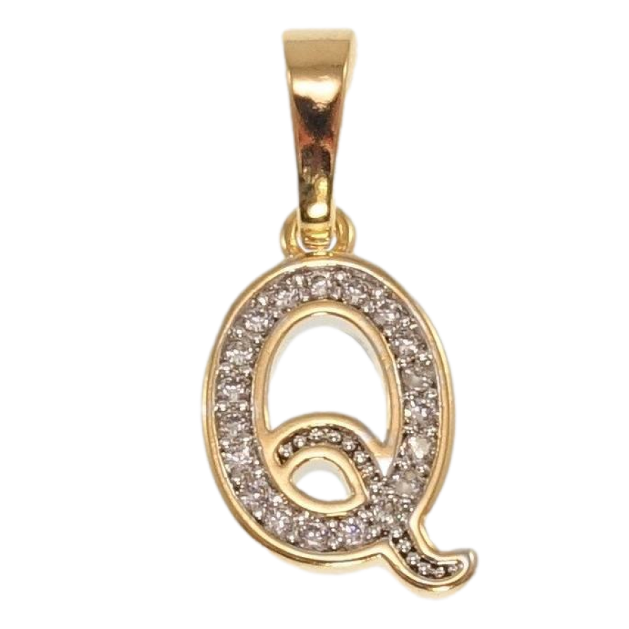Кулон Xuping Позолота + Родій Літера Q з цирконієм фото №1