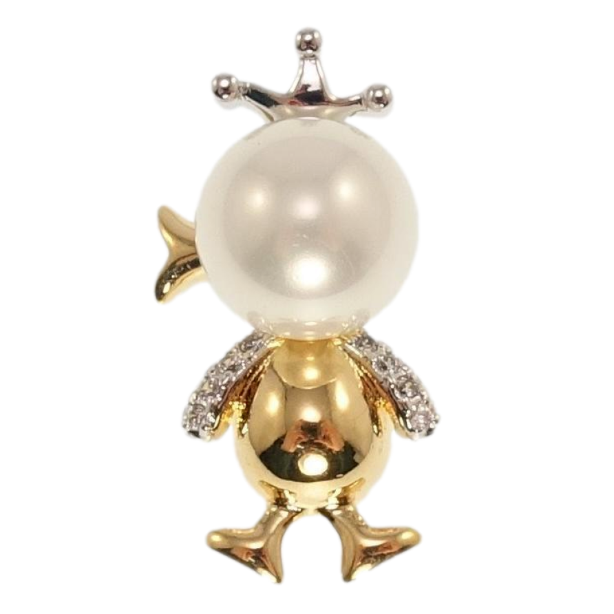 Кулон Xuping Позолота + Родій Каченя з перлиною фото №1