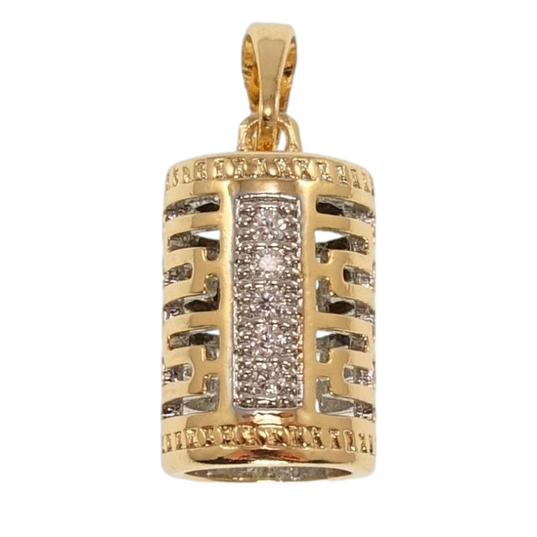 Кулон Xuping Позолота + Родій Циліндр з різьбленим візерунком та доріжками цирконію фото №6