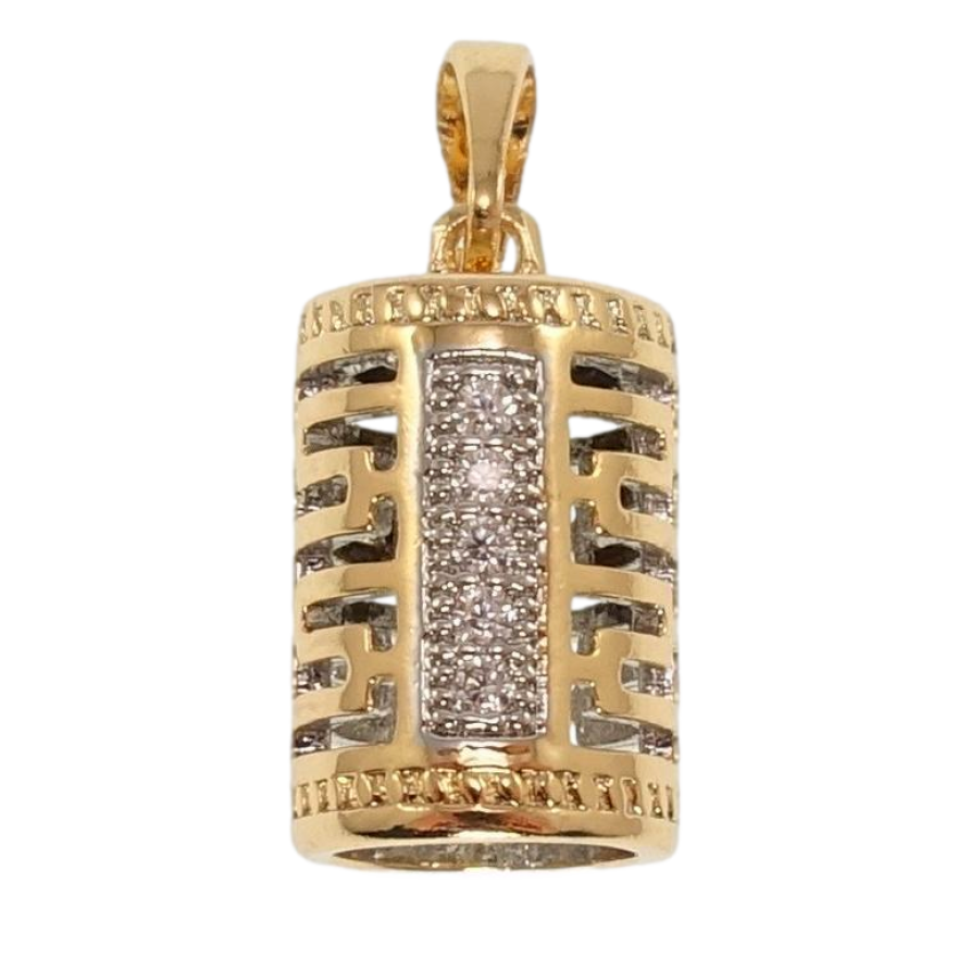 Кулон Xuping Позолота + Родій Циліндр з різьбленим візерунком та доріжками цирконію фото №1