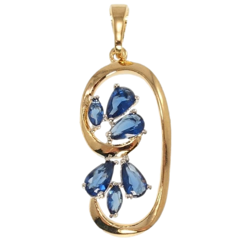 Кулон Xuping Позолота + Родій Декоративний завиток із синіми кристалами фото №1