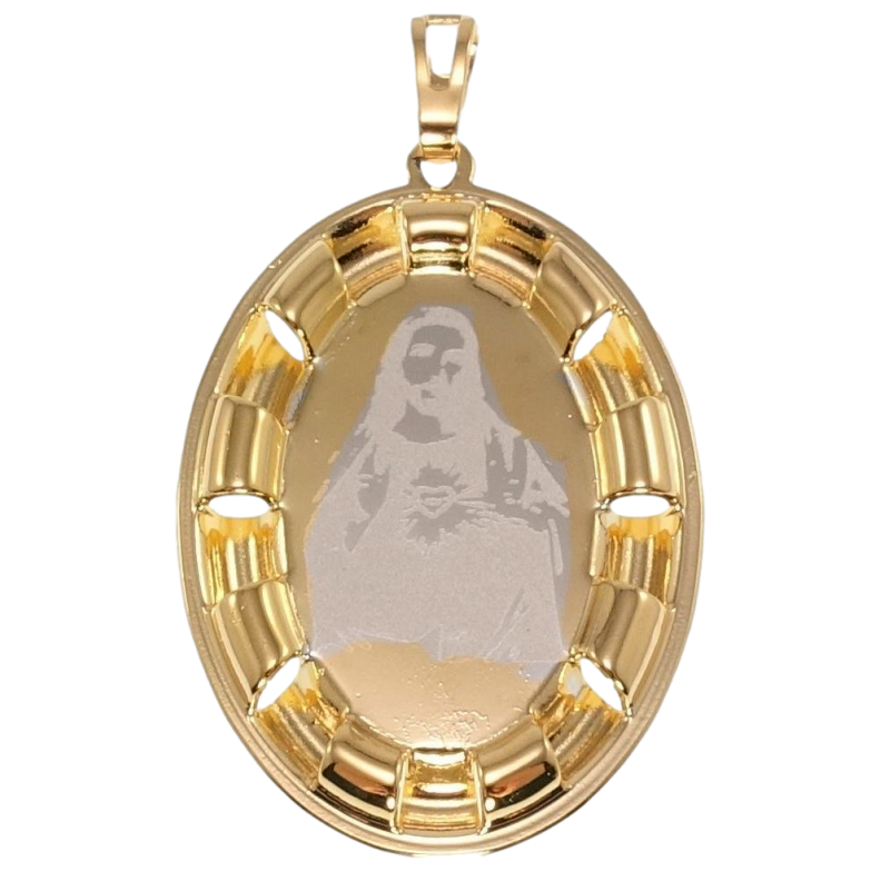 Кулон Xuping Позолота + Родій Овальна Ладанка з Обличчям Ісуса Христа напиленням фото №1