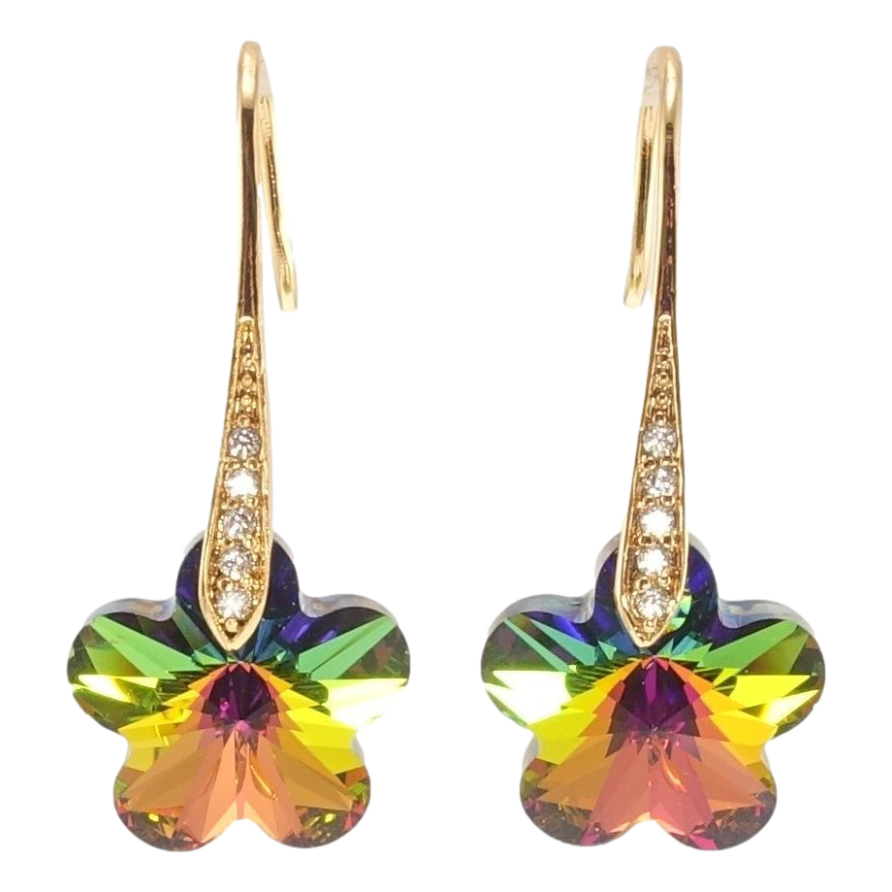 Серьги Xuping цвет 18K с кристаллами Swarovski французский замок Кристальные цветочки Vitrail Medium фото №1 Серьги Xuping цвет 18K с кристаллами Swarovski французский замок Кристальные цветочки Vitrail Medium фото №1