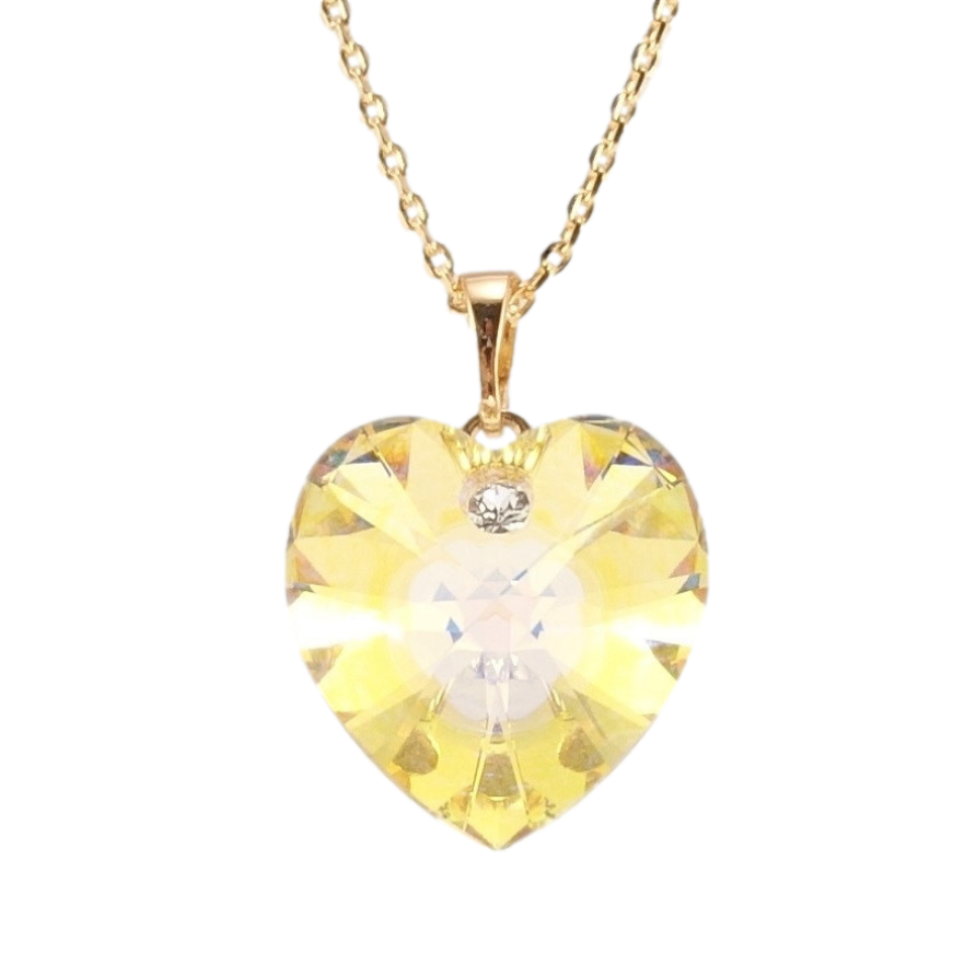 Кулон Xuping 18K с кр-ми Swarovski на цепочке Кристальное сердце Citrine Shimmer длина 39,5-44,5см х 1мм фото №1