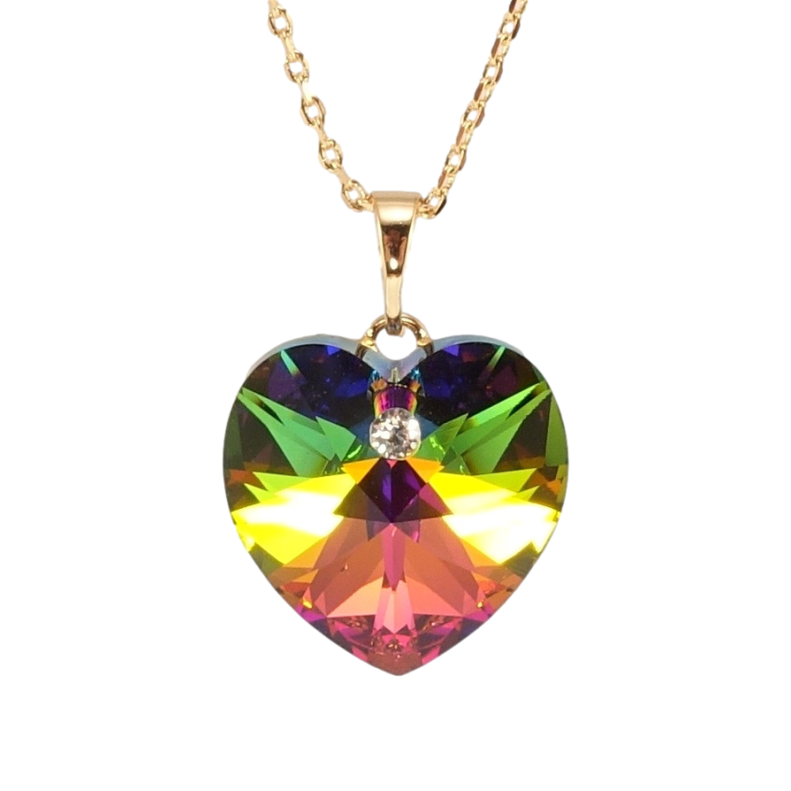 Кулон Xuping 18K с кр-ми Swarovski на цепочке Кристальное сердце Vitrail Medium длина 39,5-44,5см х 1мм фото №1