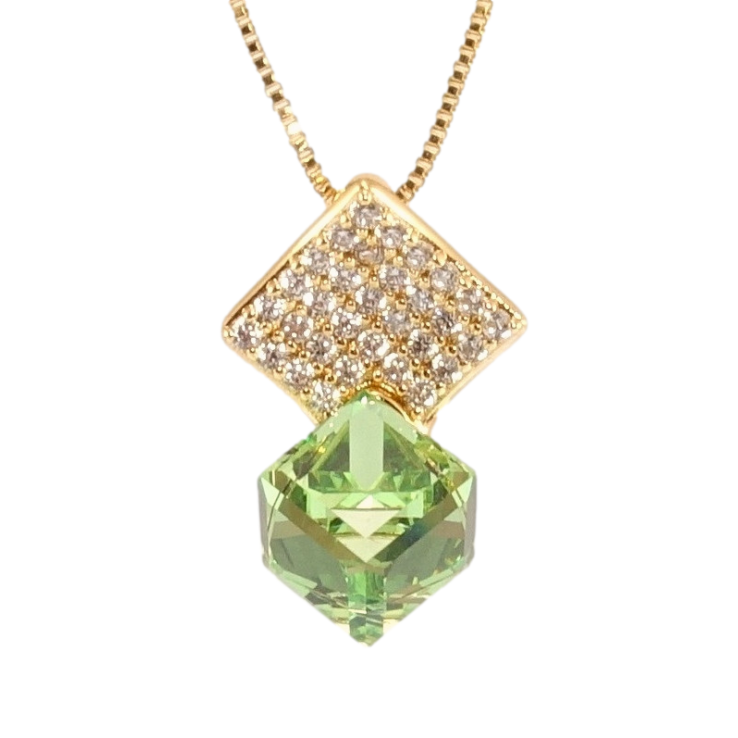 Кулон Xuping 18K з кр-ми Swarovski на ланцюжку Куб Peridot на ромбі з кристалами довжина 40-45,5см х 1мм фото №13