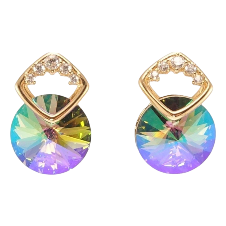 Серьги Xuping цвет 18K с кристаллами Swarovski пусеты Кристалл Paradise Shine в скрепке ромб с фото №1