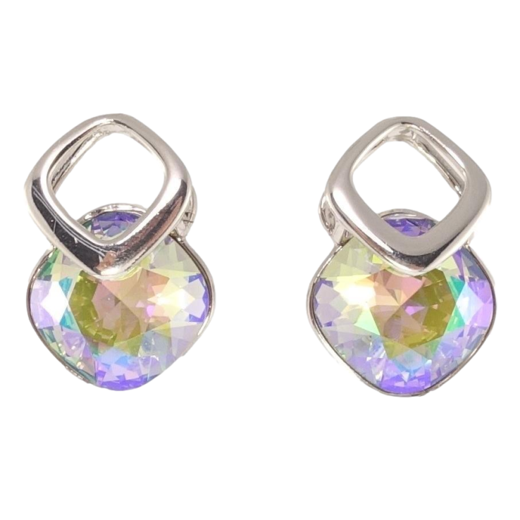 Сережки Xuping колір Родій з кристалами Swarovski пусети Кристали Paradise Shine в ромбовій скріпці фото №14