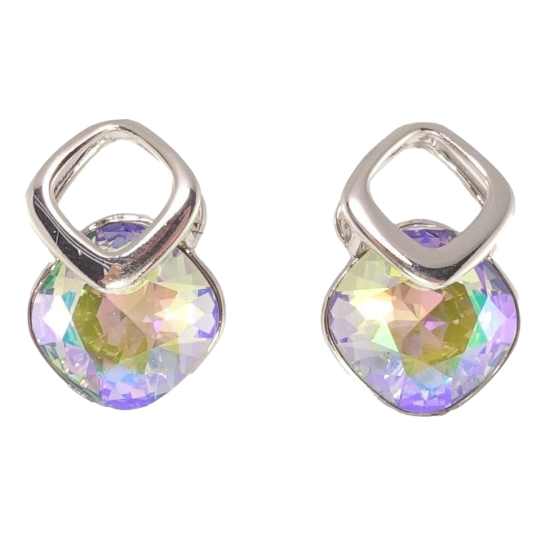 Сережки Xuping колір Родій з кристалами Swarovski пусети Кристали Paradise Shine в ромбовій скріпці фото №20