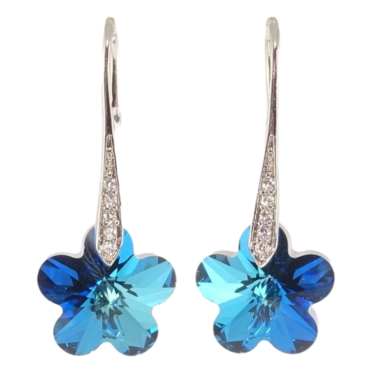 Сережки Xuping колір Родій з кристалами Swarovski французький замок "Кристальні квіточки Metallic Blue" фото №18 Сережки Xuping колір Родій з кристалами Swarovski французький замок "Кристальні квіточки Metallic Blue" фото №18