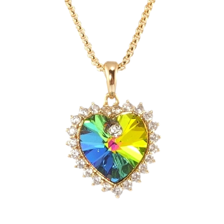 Кулон Xuping 18K з кр-ми Swarovski на ланцюжку Серце Vitrail Medium в обрамленні кристалів довжина 40-45см х фото №1