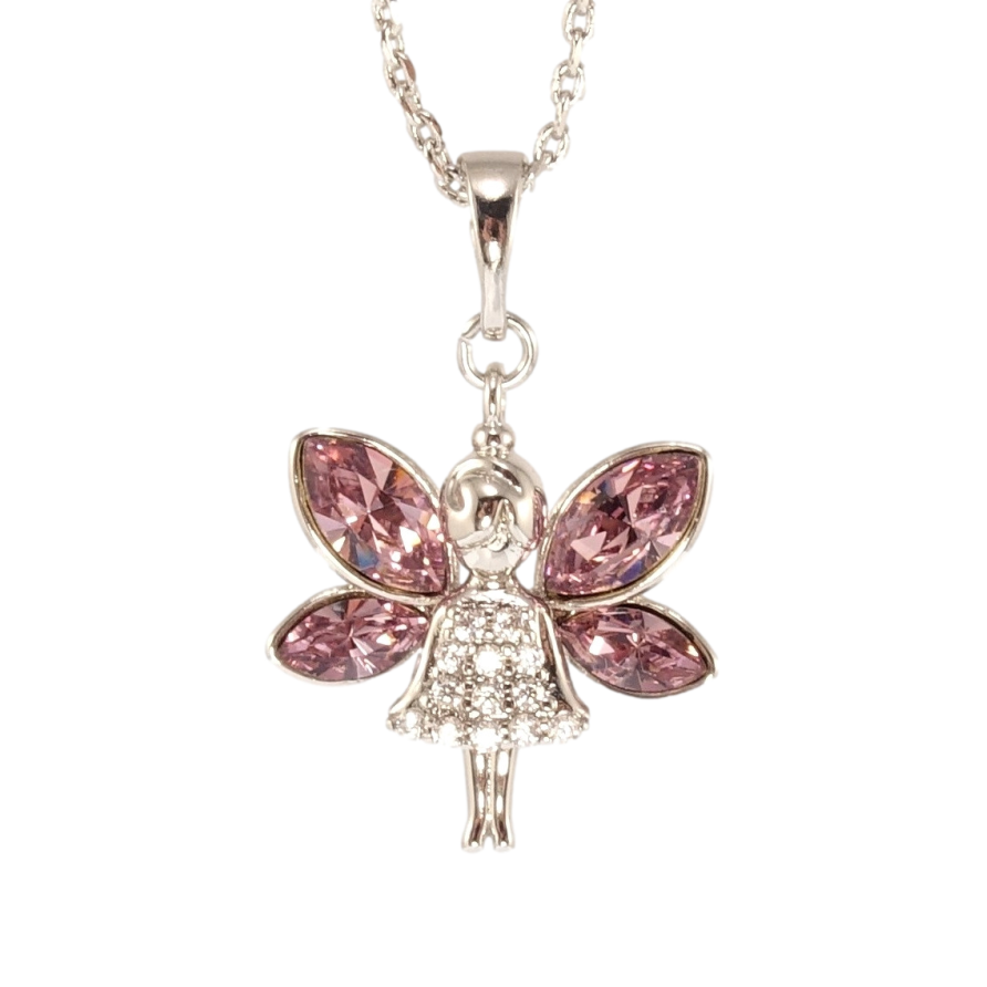 Кулон Xuping колір Родій з кр-ми Swarovski на ланцюжку Фея з кристалами Amethyst дл. 34-39см х 1мм фото №1