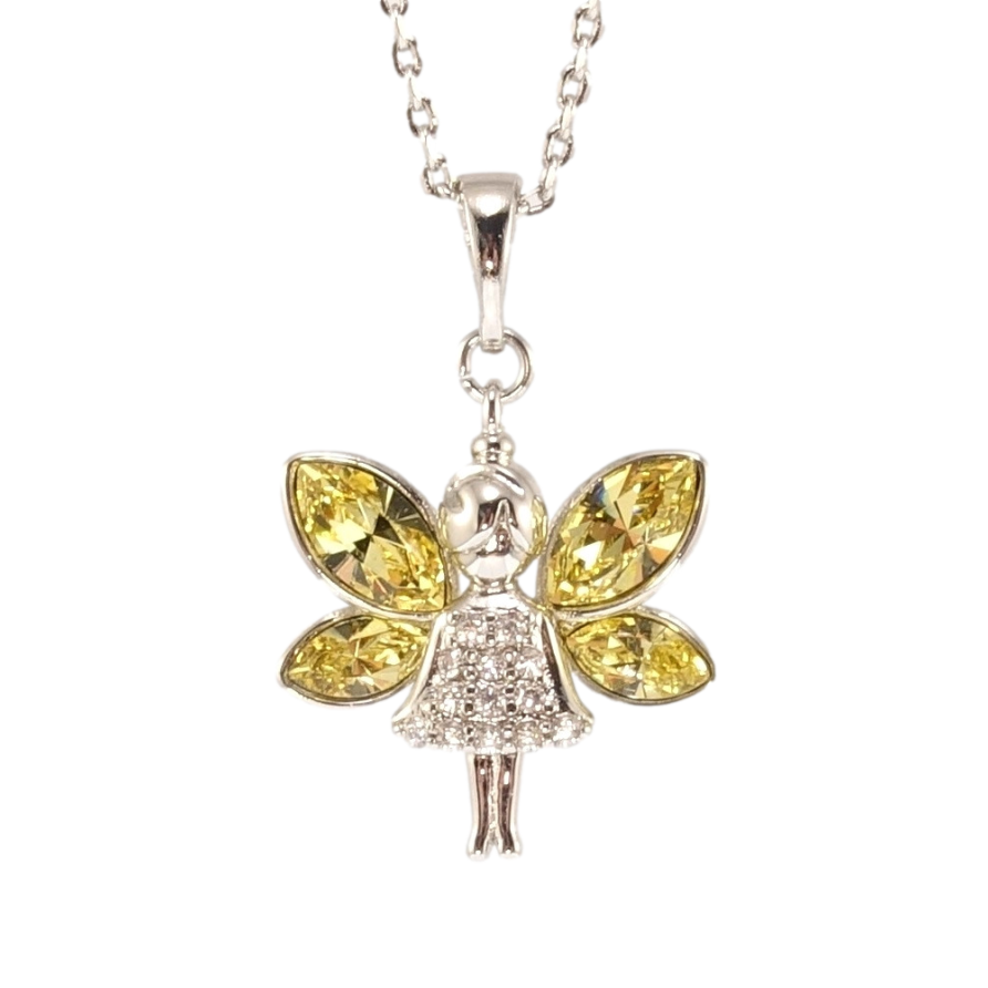 Кулон Xuping колір Родій з кр-ми Swarovski на ланцюжку Фея з кристалами Khaki дл. 34-39см х 1мм фото №1