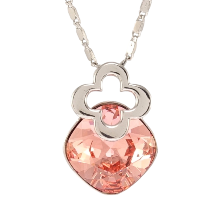 Кулон Xuping колір Родій з кр-ми Swarovski на ланцюжку Кристал Rose Peach з квіточкою дл. 39-44см х 2мм фото №9