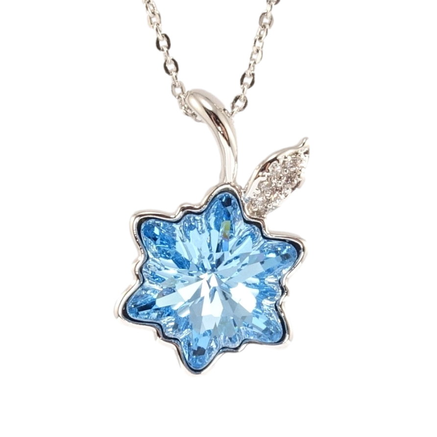 Кулон Xuping колір Родій з кр-ми Swarovski на ланцюжку Кристальна квіточка Aquamarine дл. 41-46.5см х 1мм фото №1