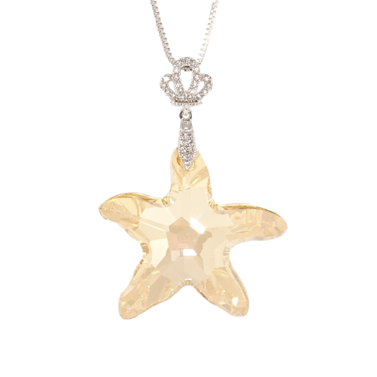 Кулон Xuping колір Родій з кр-ми Swarovski на ланцюжку Кристальна зірка Golden Shadow дл. 40-45см х 1мм фото №8