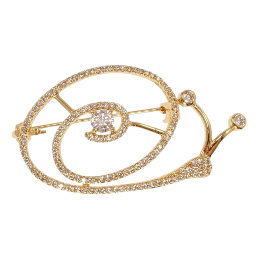 Брошка Xuping Позолота 18K Слимак інкрустація цирконієм фото №1