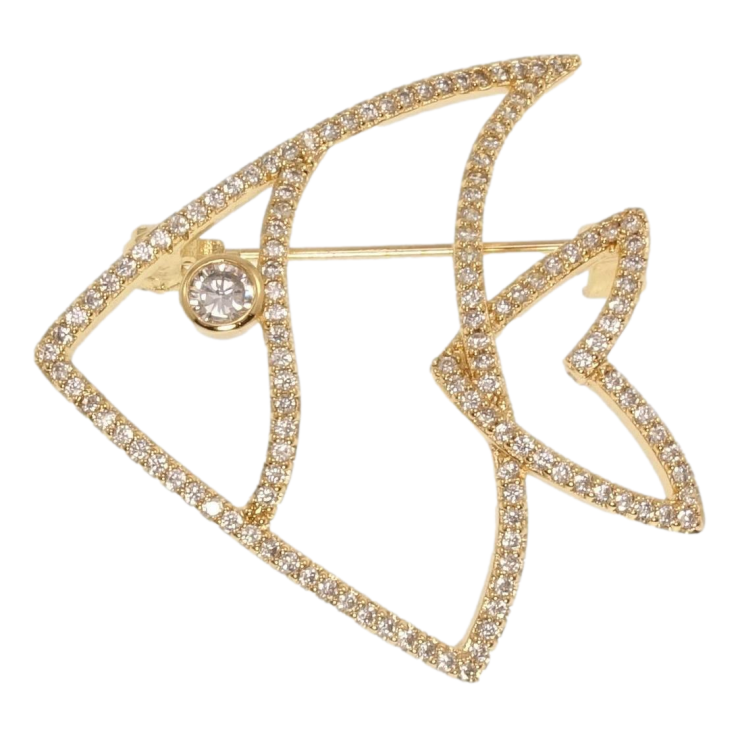 Брошка Xuping Позолота 18K Рибка інкрустація цирконієм фото №2 Брошка Xuping Позолота 18K Рибка інкрустація цирконієм фото №2