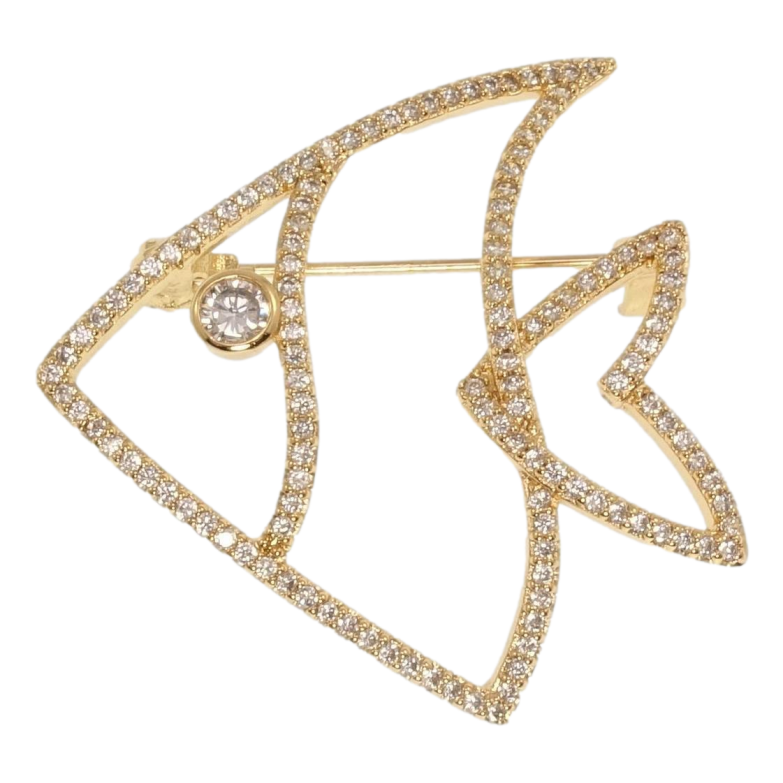 Брошка Xuping Позолота 18K Рибка інкрустація цирконієм фото №2 Брошка Xuping Позолота 18K Рибка інкрустація цирконієм фото №2