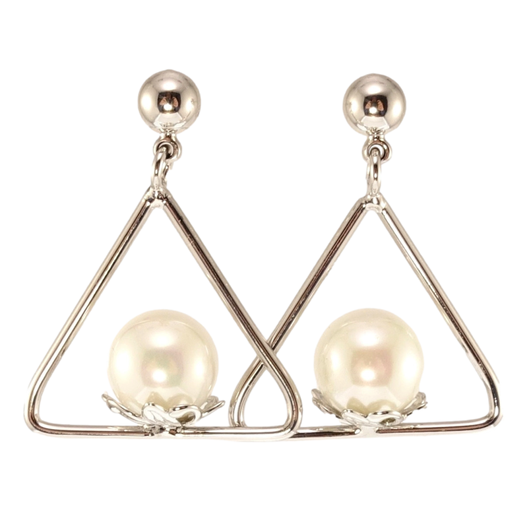 Сережки Xuping Родій пусети Трикутники з перлинами фото №16