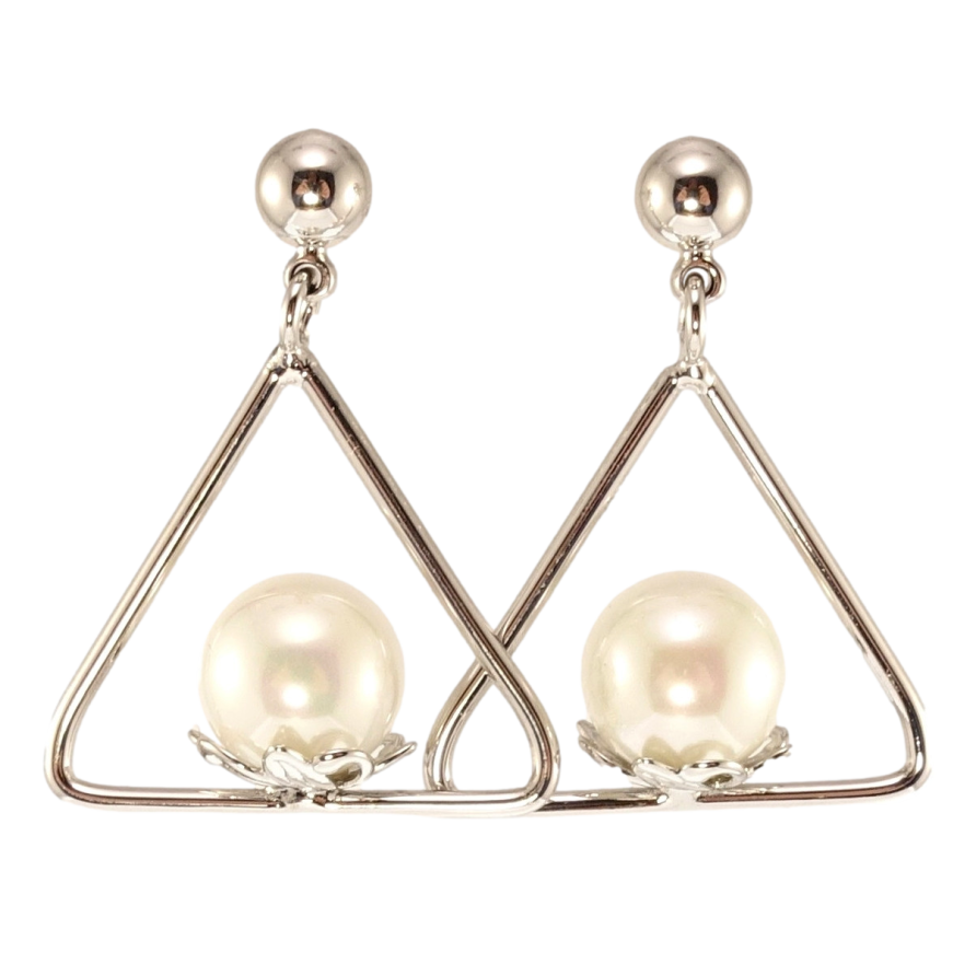 Сережки Xuping Родій пусети Трикутники з перлинами фото №1