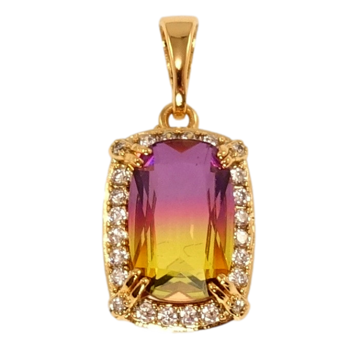 Кулон Xuping Позолота 18K Бузово-жовтий кристал в обрамленні цирконію фото №2