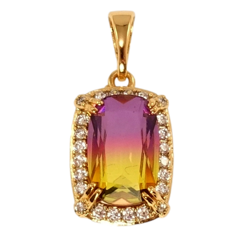 Кулон Xuping Позолота 18K Сиренево-желтый кристалл в обрамлении циркония фото №1 Кулон Xuping Позолота 18K Сиренево-желтый кристалл в обрамлении циркония фото №1